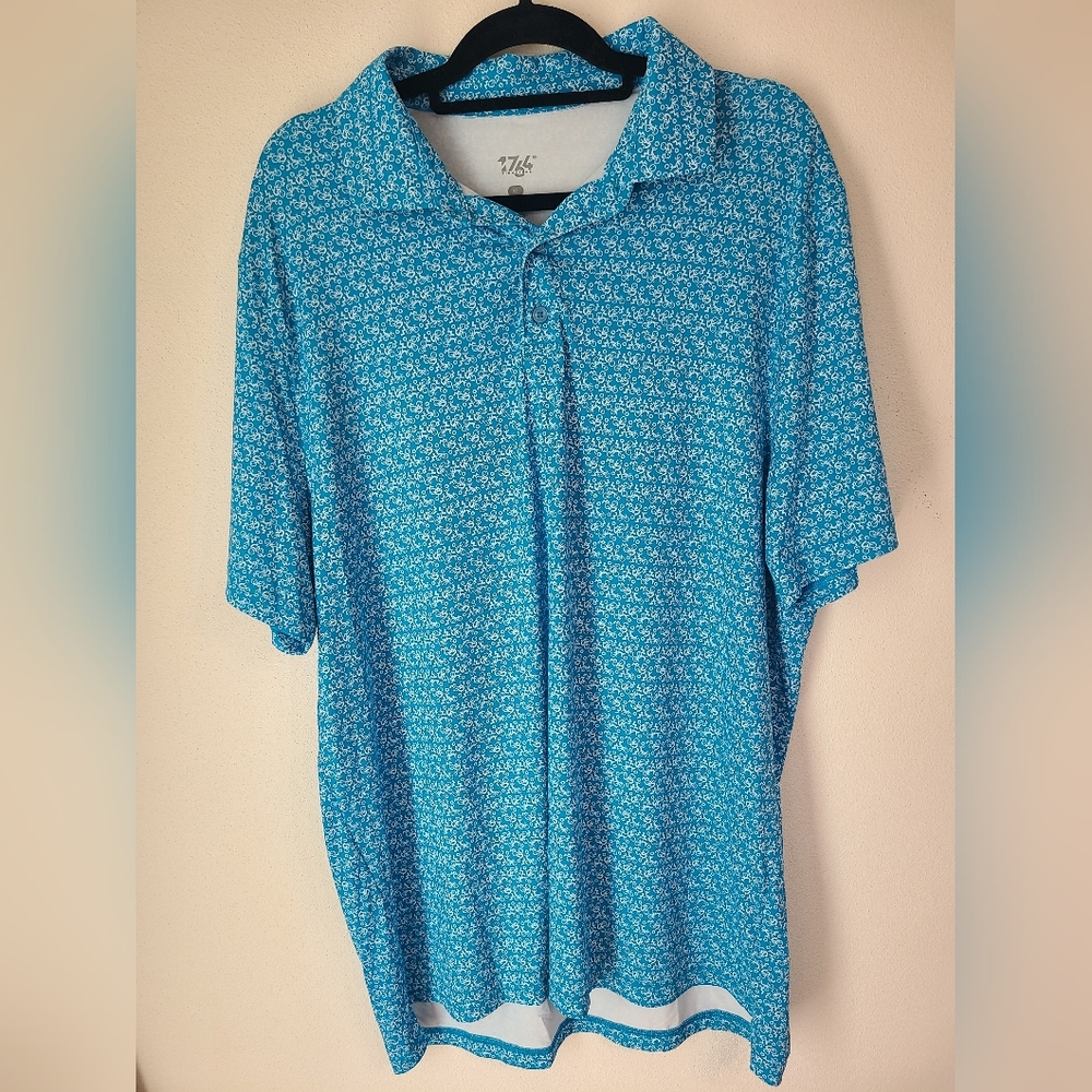 1764 Golf Men's Blue Patterned Polo Shirt XL